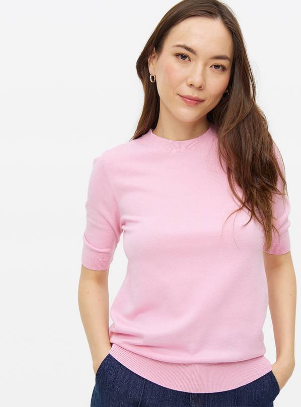 Pale Pink Soft Touch Short Sleeve Jumper 14